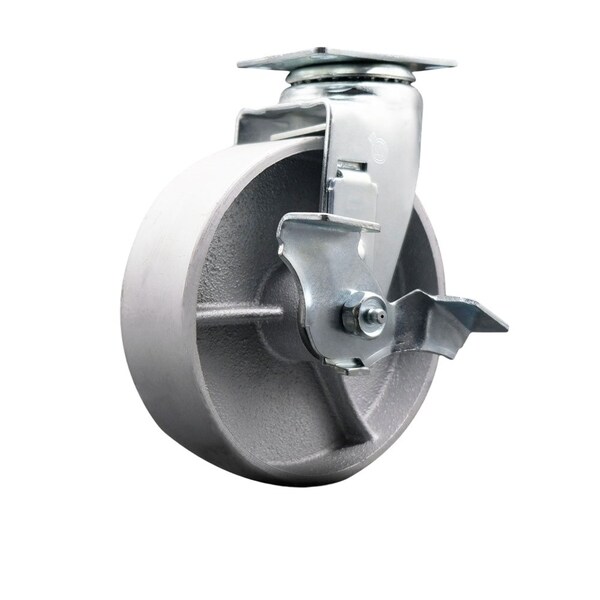 6'' Semi Steel Cast Iron Swivel Caster with Bronze Bearing and Brake